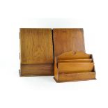 An oak desk tidy and letter rack holder, early 20th century,