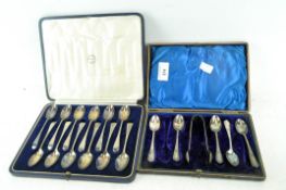 A set of twelve silver teaspoons in original fitted box, hallmarked London 1938 by Vanders & Hedges,