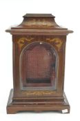 A mahogany inlaid bracket clock case, with glazed panels,