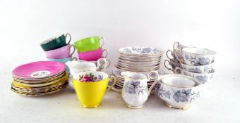 A Staffordshire china 'Floral' pattern part tea service (18 pieces);