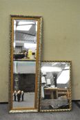 Two modern gilt framed mirrors,