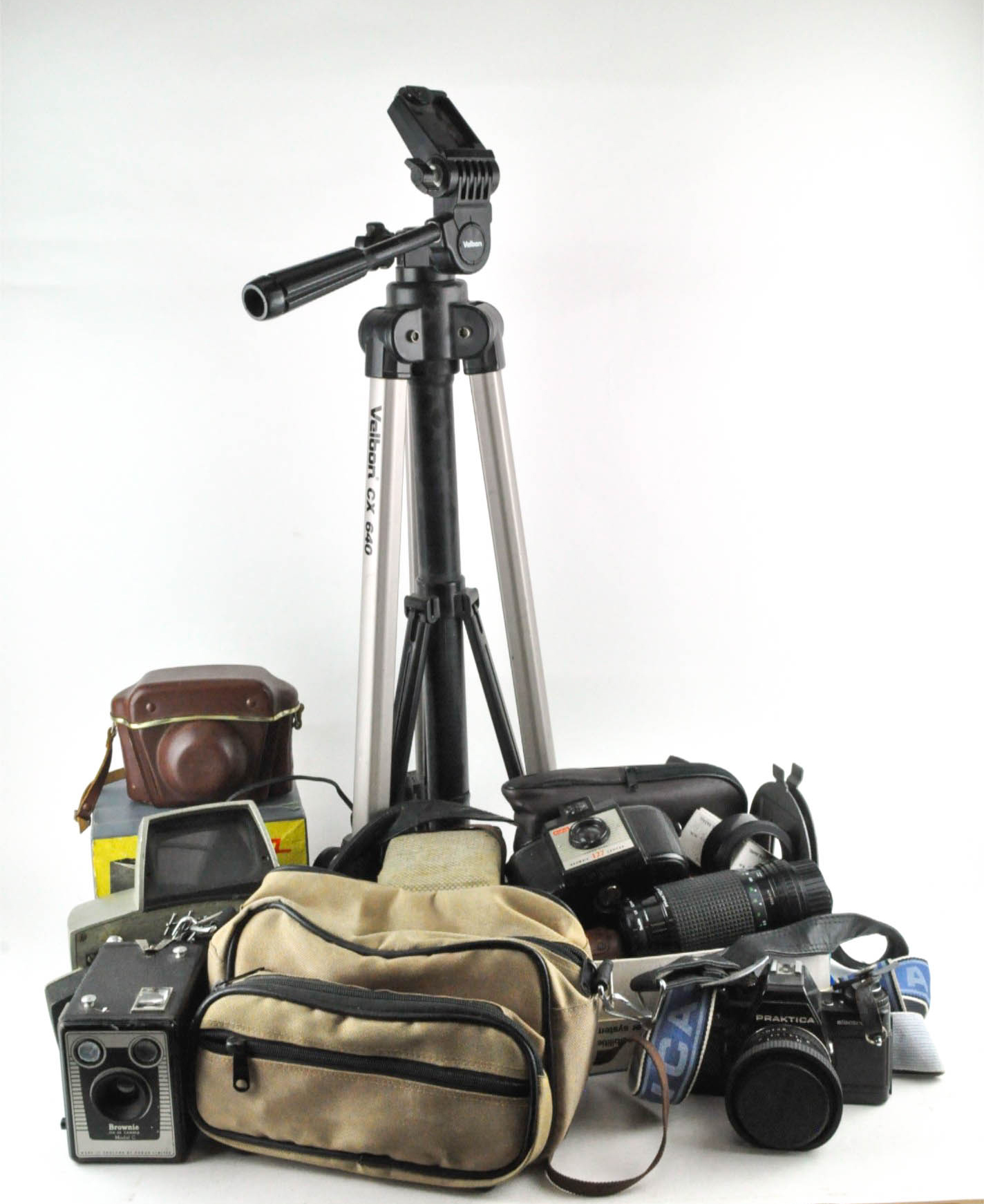 A collection of camera equipment