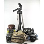A collection of camera equipment