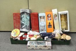 Three boxes of collectors dolls, some boxed,