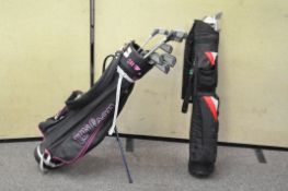 Two golf bags and clubs including Fazer Tour Classic,