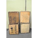 Four vintage wooden tea chests