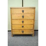 An Oak chest of five drawers,