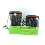 Two pairs of field binoculars, Ross and Super Zenith,