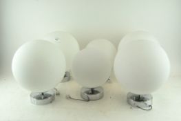 Six milk glass globe ceiling lights,