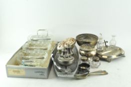 A quantity of silver plate wares, to including an Inkstand, castors,