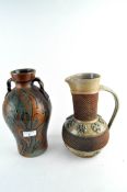 David Eeles, Shepherd's Well Pottery, a large slip-decorated two handled vase,