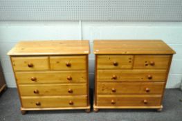 Two pine chests of two short and three long drawers,