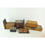 A collection of boxes to included a tea caddy and various other boxes