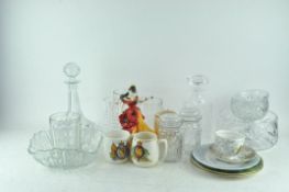 A collection of ceramics and glass to include Royal Doulton lady,