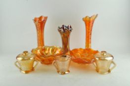 A group of assorted Carnival glass,