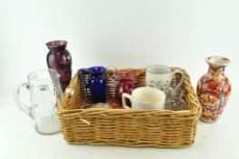 A collection of ceramics including an imari vase,