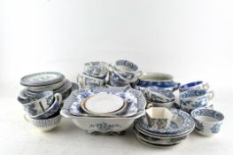 A group of blue and white ceramics, including tureen,