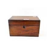 A 19th century tea caddy, possibly rosewood,