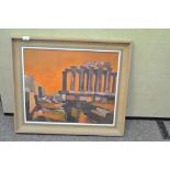 Davies, oil on canvas, Sounion (Temple of Poseidon), 1978,