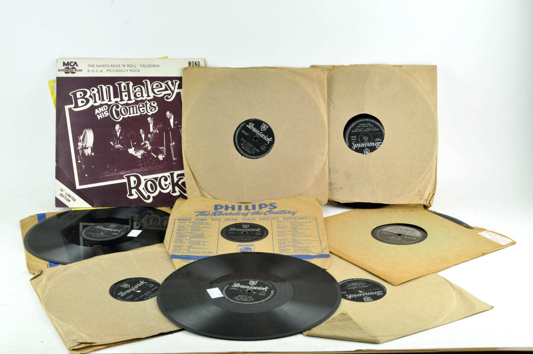 A collection of 1950's Rock & Roll 78 LP's of Bill Haley and The Comets and Littler Richard