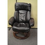 A leather recliner chair,