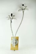 A Porta Romana silver coloured wall light, in decayed silver, in the form of a palm tree,