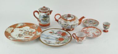 A selection of Japanese satsuma porcelain, including plates,