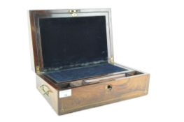 A rosewood and brass inlaid writing slope,