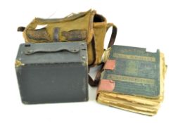 A Kodak No 2 Box Brownie camera in canvas bag;