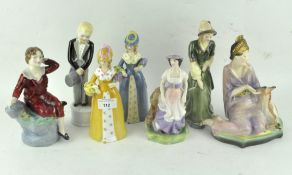 A collection of seven Louis Martin figures, including Lucetta and Sherron,
