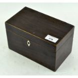 A small Regency mahogany tea caddy of rectangular form,
