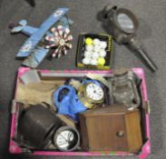 A large selection of assorted collectables, to include a coaching lamp, model plane,