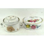 A Royal Worcester 'Pershore' oval casserole dish and cover and a Denby casserole and cover,