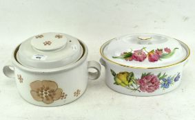A Royal Worcester 'Pershore' oval casserole dish and cover and a Denby casserole and cover,