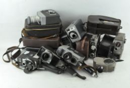 A collection of film recording cameras, to include a Prinz Cavalier,