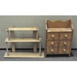 A pine shelf and pine shelf of drawers, comprising six single draws,