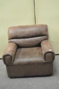 A brown leather upholstered single seat sofa armchair,