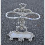 A Victorian cast-iron white painted Coalbrookdale-type iron stick stand,