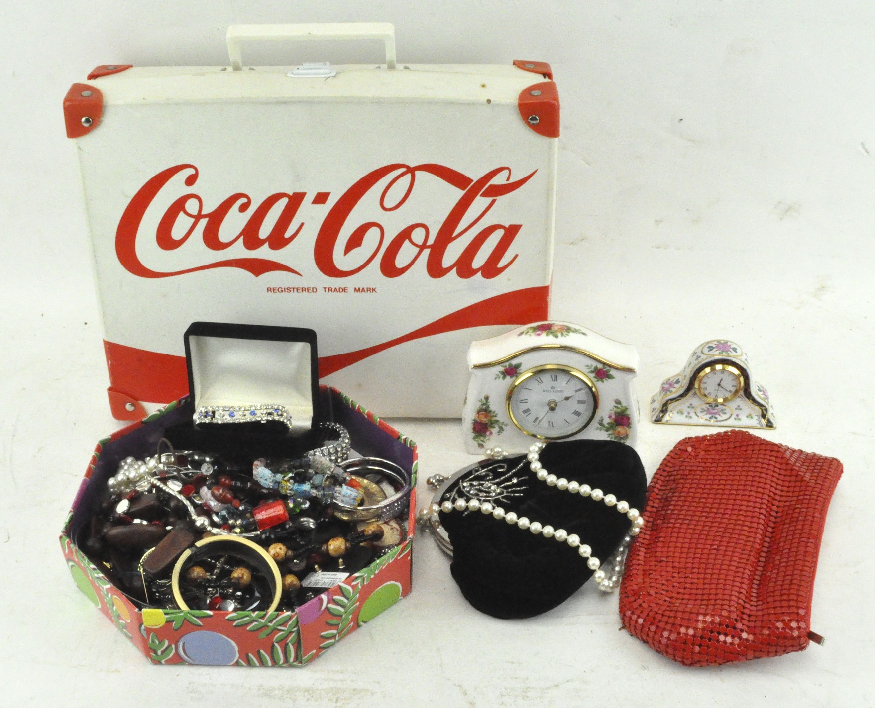 A collection of costume jewellery, including necklaces and bangles,