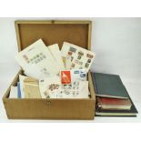 A collection of assorted worldwide stamps and related ephemera, including stamp albums,,