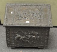 A late 19th/early 20th century embossed coal box,