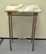 A marble topped coffee table, of rectangular form, raised on gilt supports,