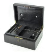 A late 19th/early 20th century leather bound stationery box by Leuchars and Son,