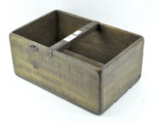 A vintage wooden 'Clams' box, named for 'John Kock Ltd.