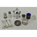 A selection of silver and silver plated wares, to include numerous mustard spoons,