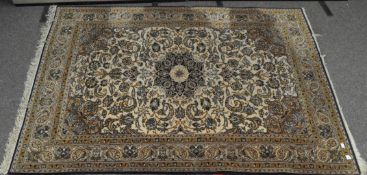 A blue and yellow rug,