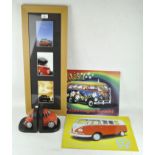 A collection of VW items, to include a set of bookends,