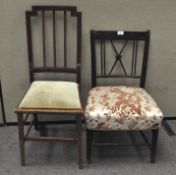 An Edwardian mahogany dining chair with inlaid detailing, 92cm high,