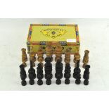 A 20th century turned wooden chess set,