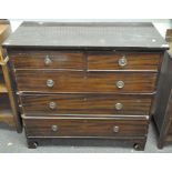 A 19th century mahogany chest of drawers, with two short drawers above three long drawers,